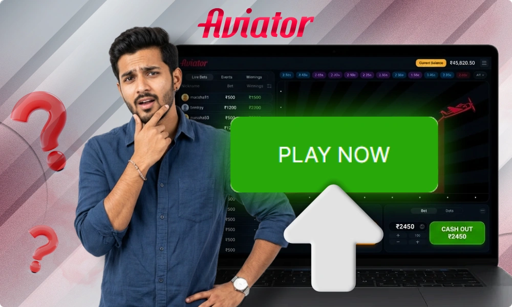 Instructions for registering to play Aviator